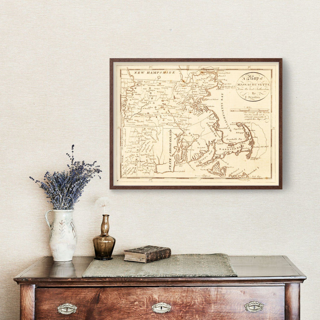 Vintage Map of Massachusetts 1796