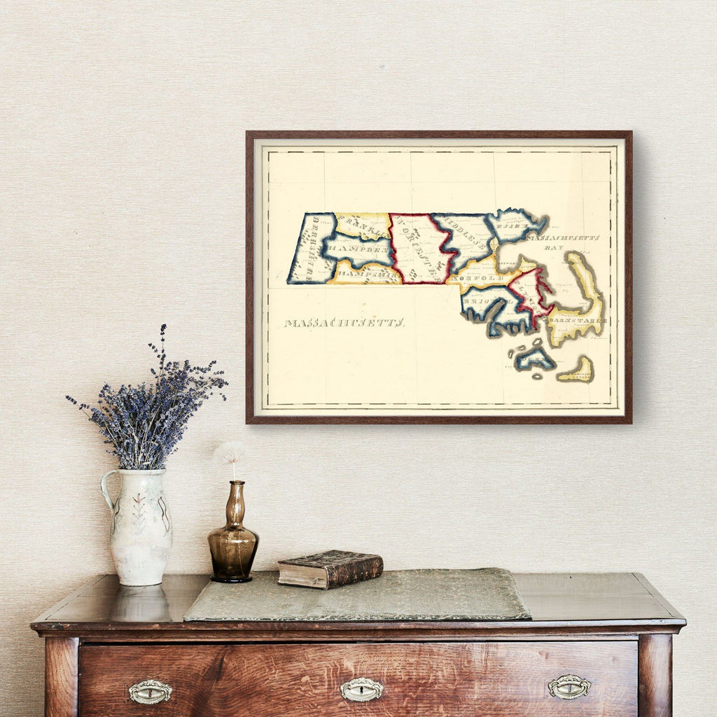 Vintage Map of Massachusetts 1820