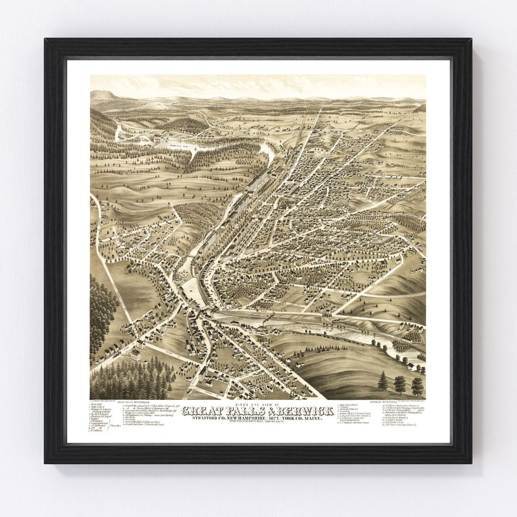 Vintage Map of Great Falls, New Hampshire 1877