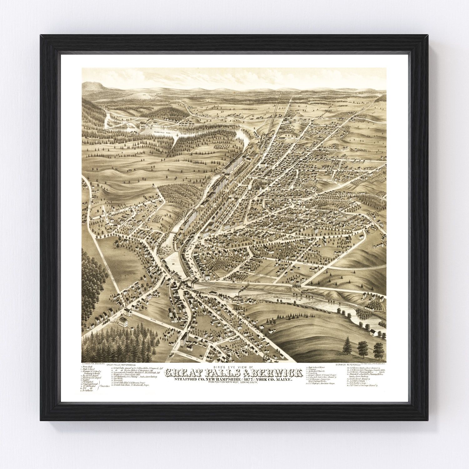 Vintage Map of Great Falls, New Hampshire 1877