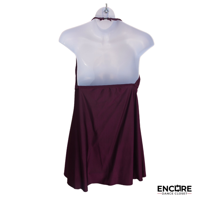 Burgundy Halter Dress with Lace and Lycra