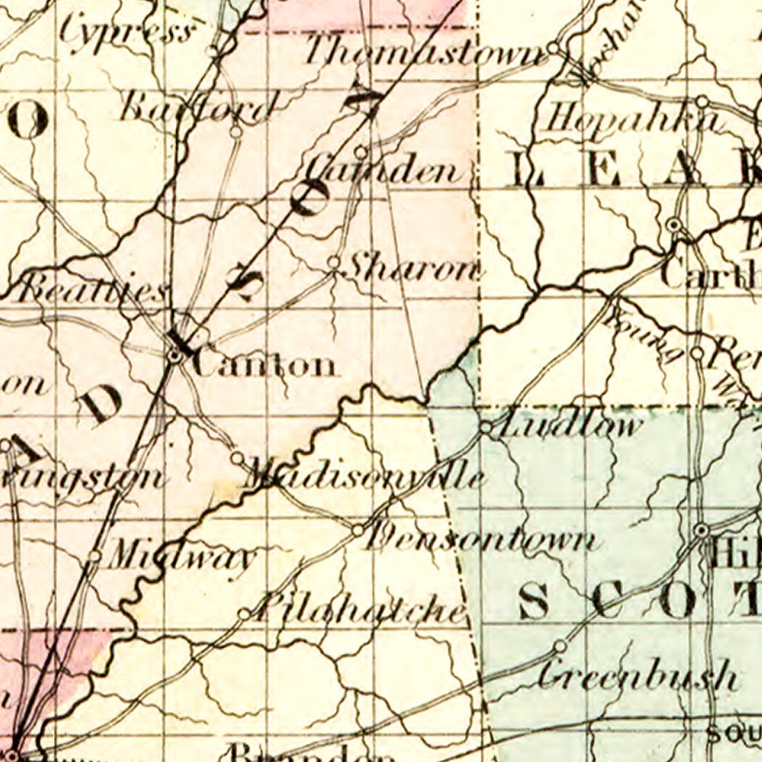 Vintage Map of Mississippi 1855