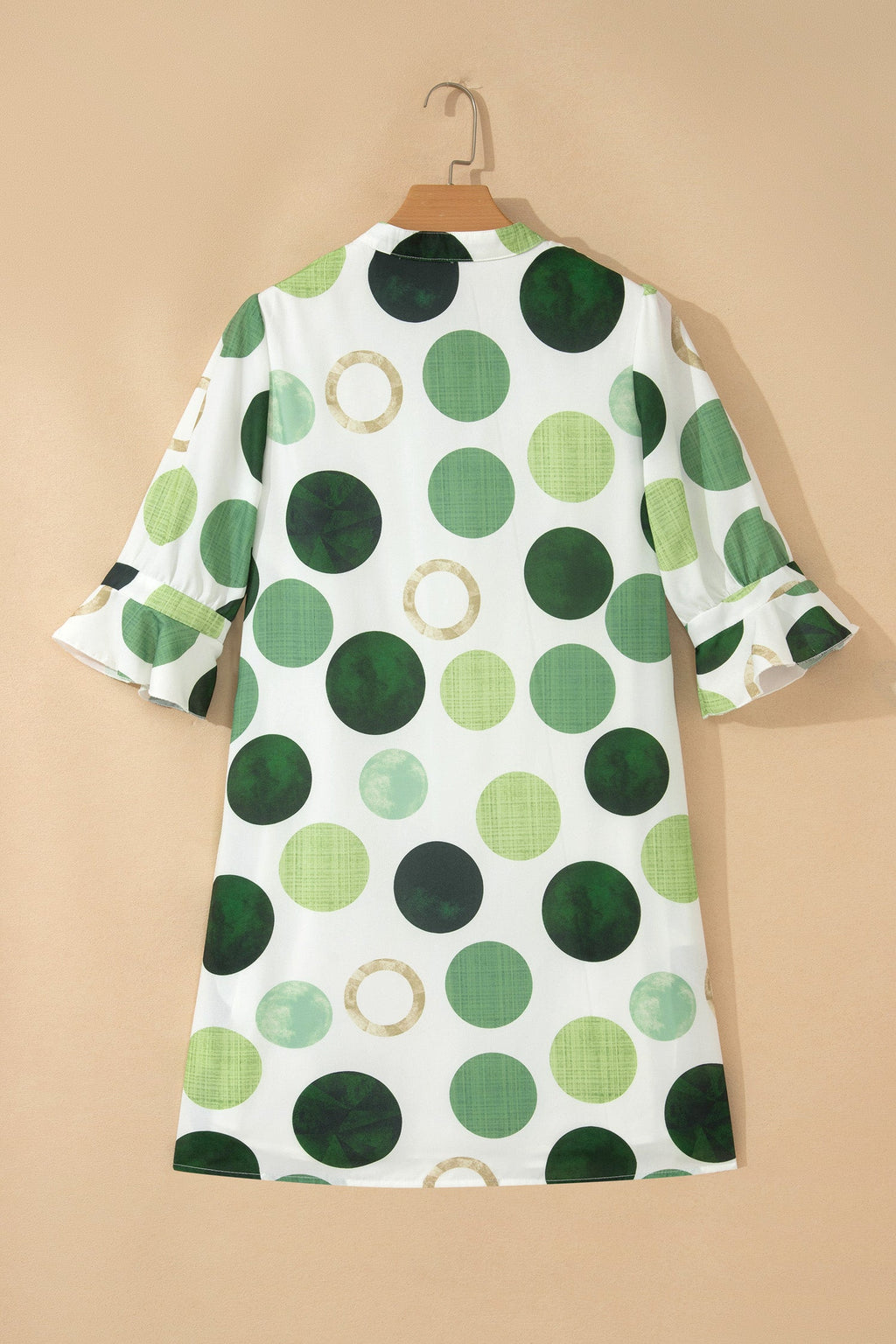 Polka Dot Flounced 3/4 Sleeve Mini Dress