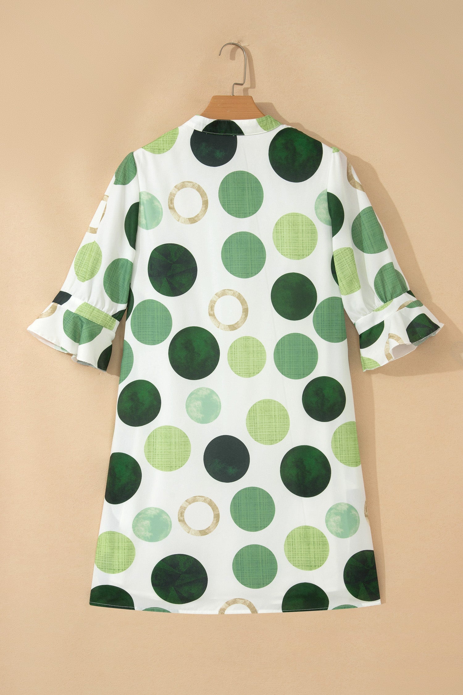 Polka Dot Flounced 3/4 Sleeve Mini Dress
