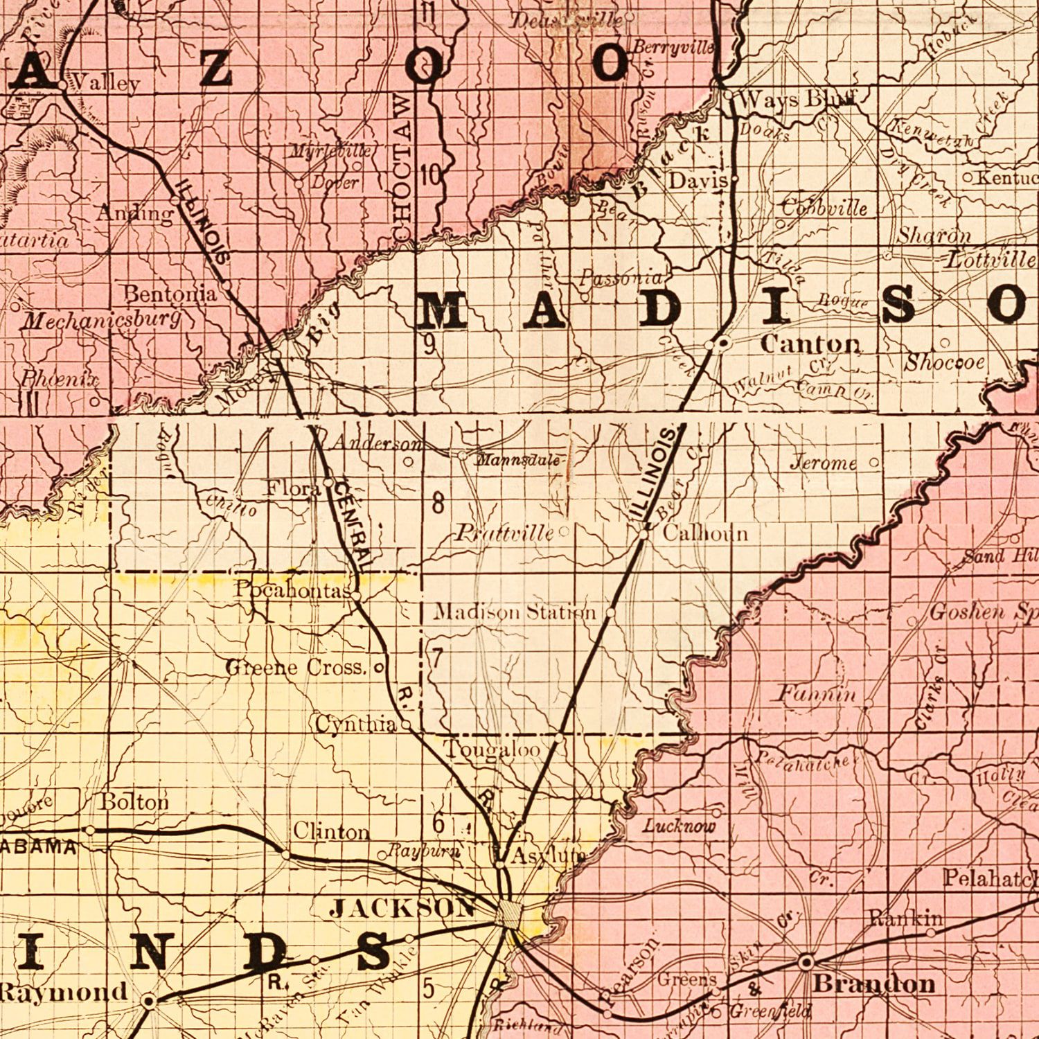 Vintage Map of Mississippi 1892