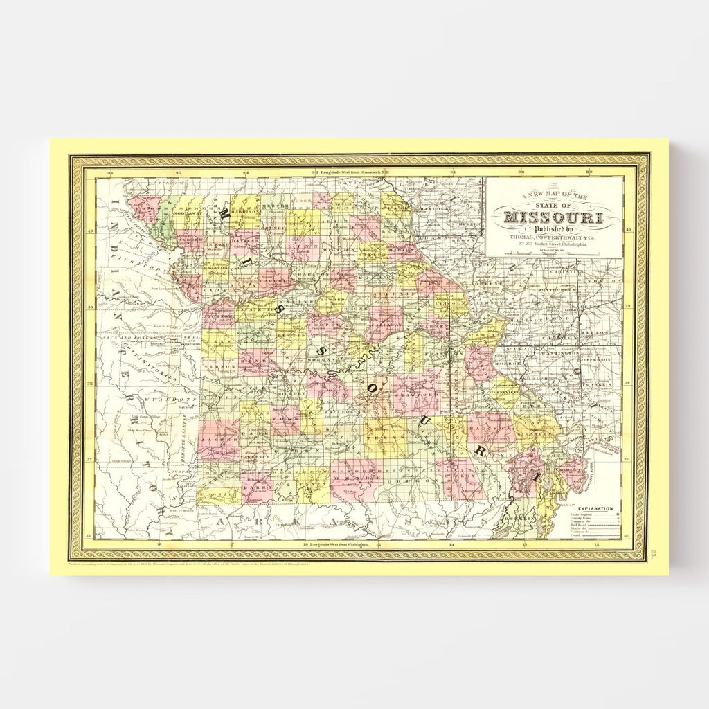 Vintage Map of Missouri 1852
