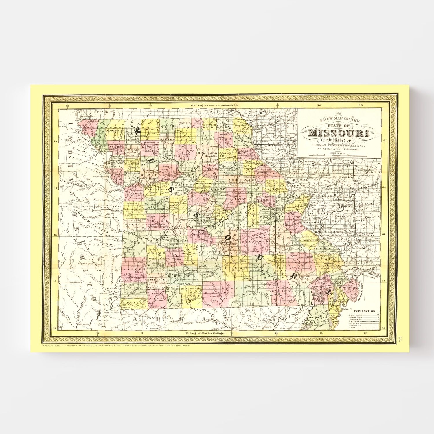 Vintage Map of Missouri 1852