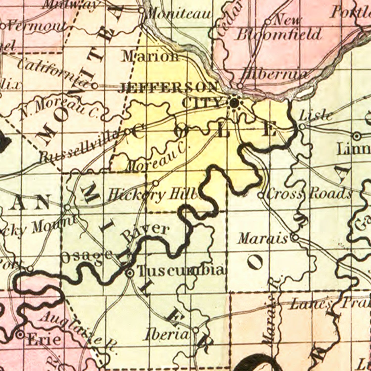 Vintage Map of Missouri 1852