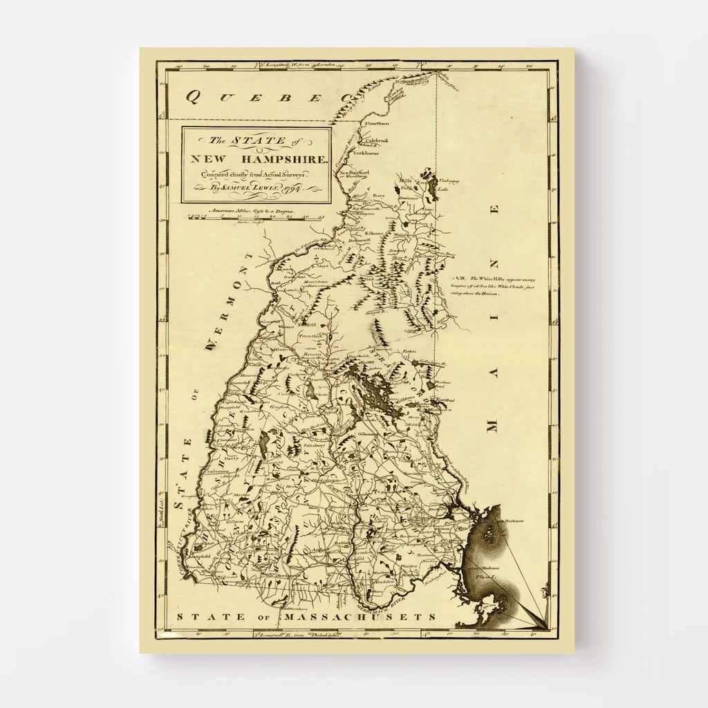 Vintage Map of New Hampshire 1794