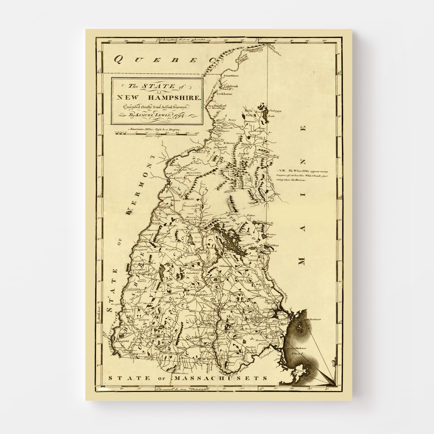 Vintage Map of New Hampshire 1794