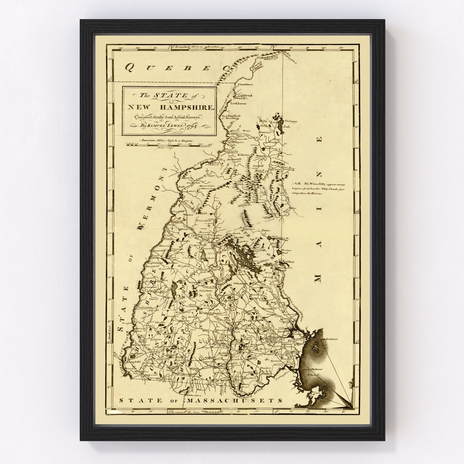 Vintage Map of New Hampshire 1794