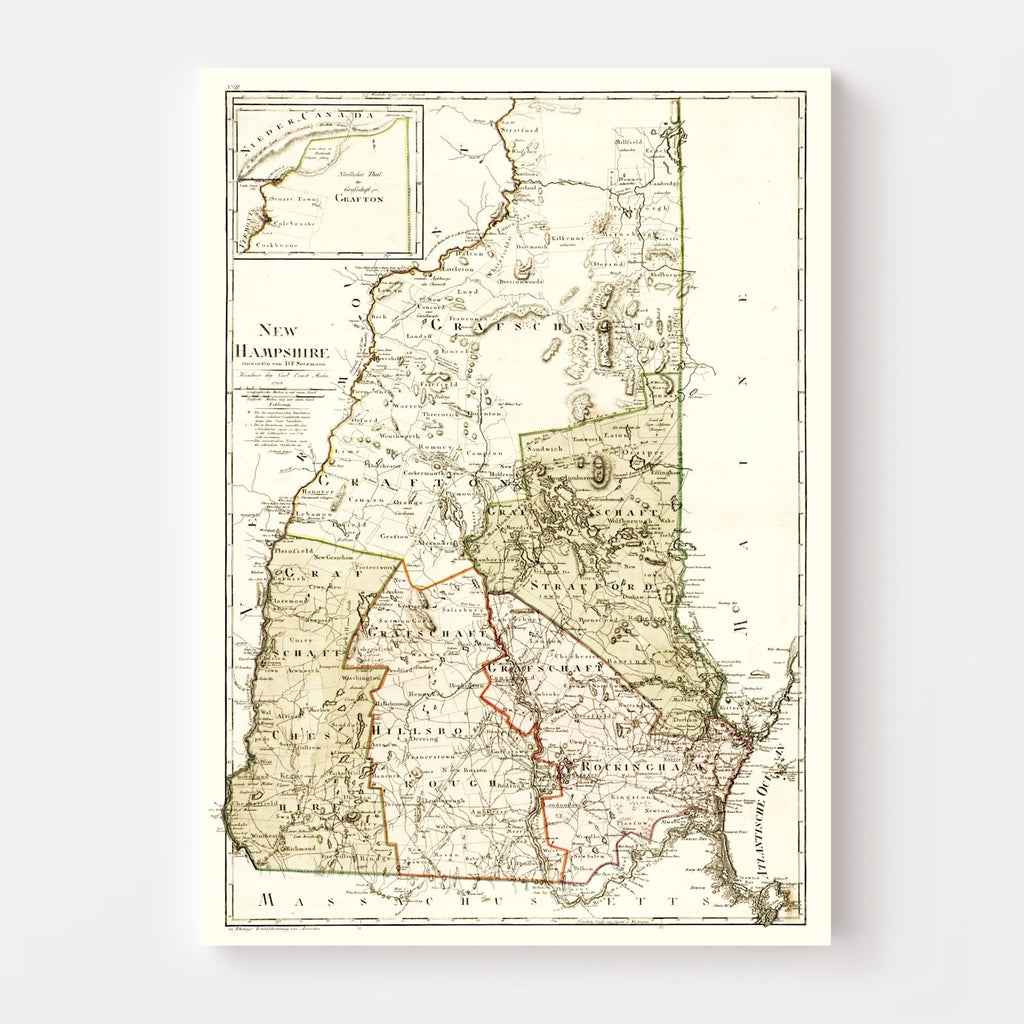 Vintage Map of New Hampshire 1796