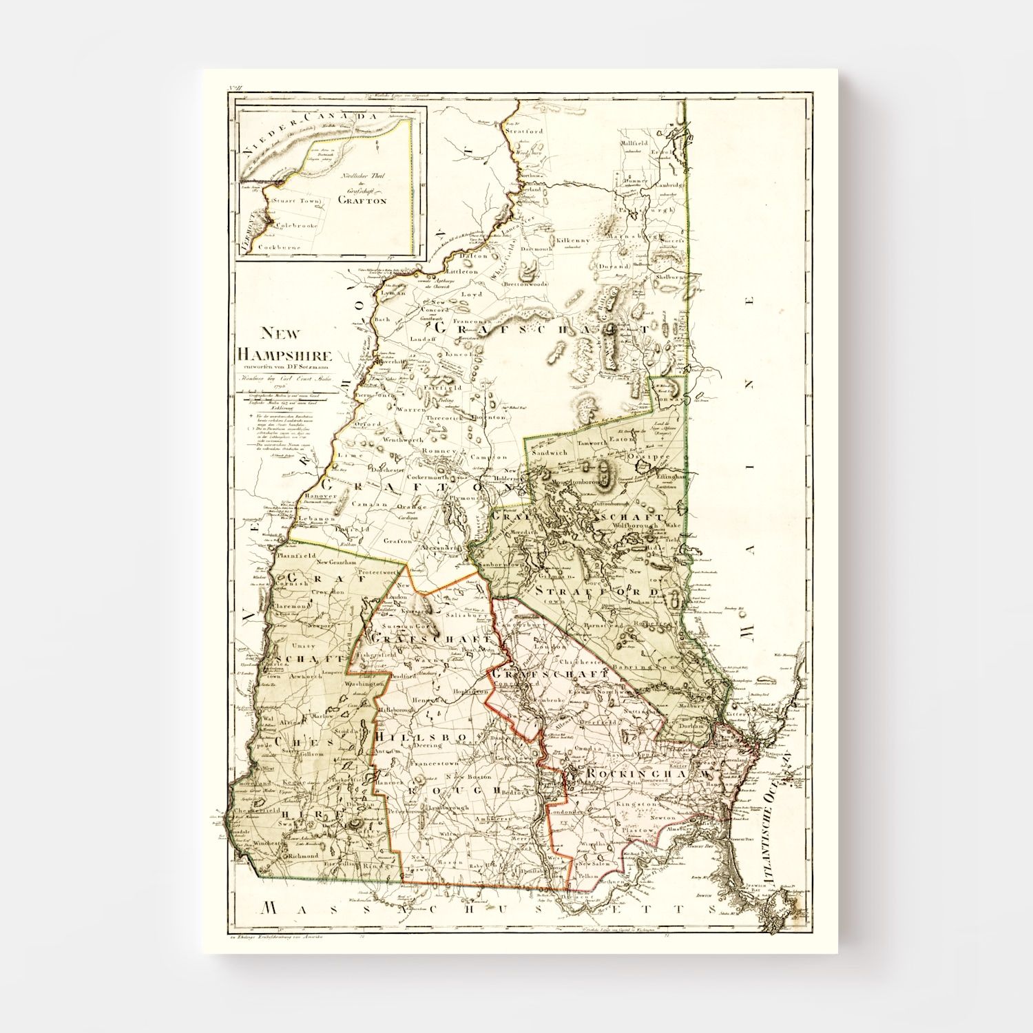 Vintage Map of New Hampshire 1796