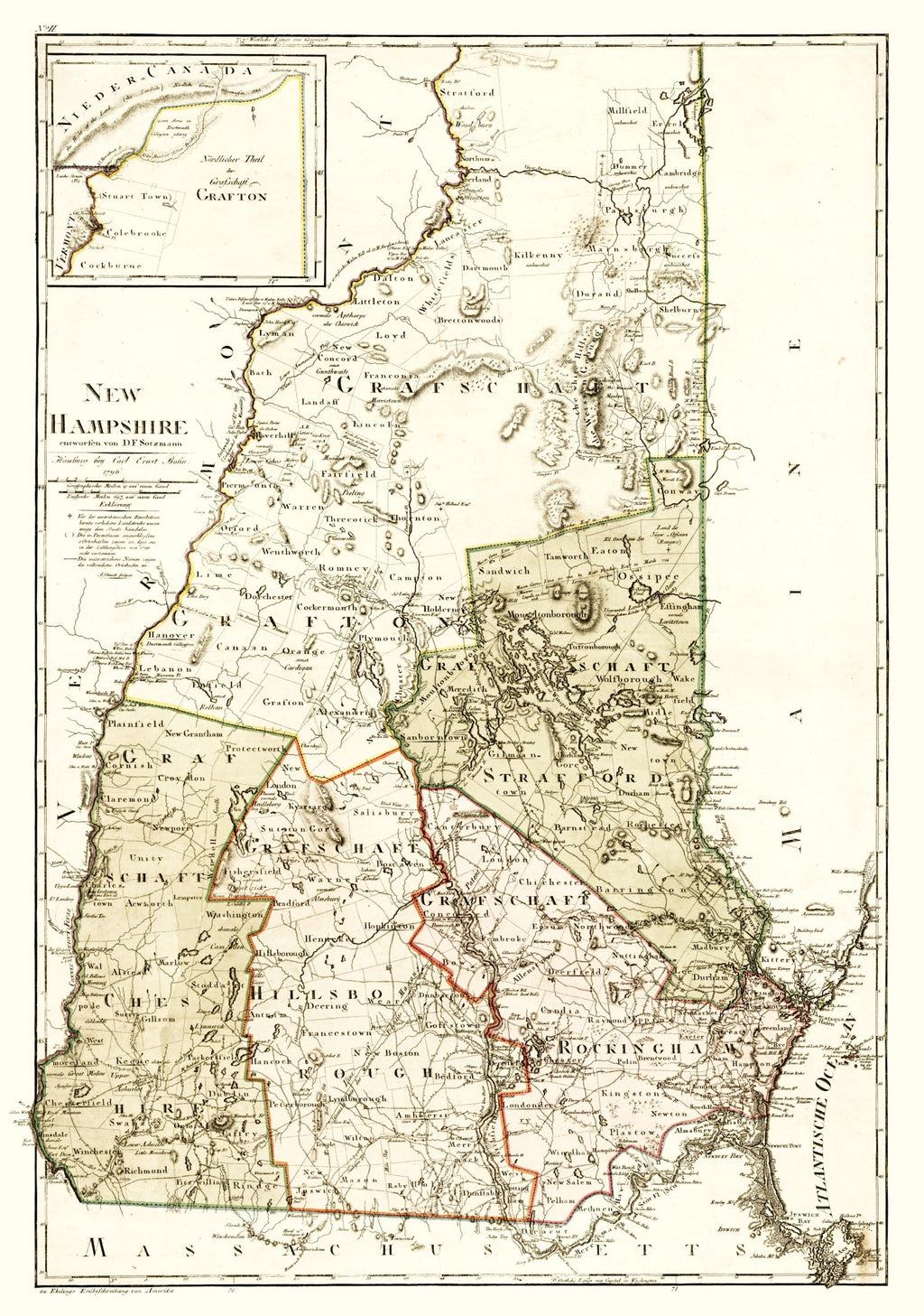 Vintage Map of New Hampshire 1796