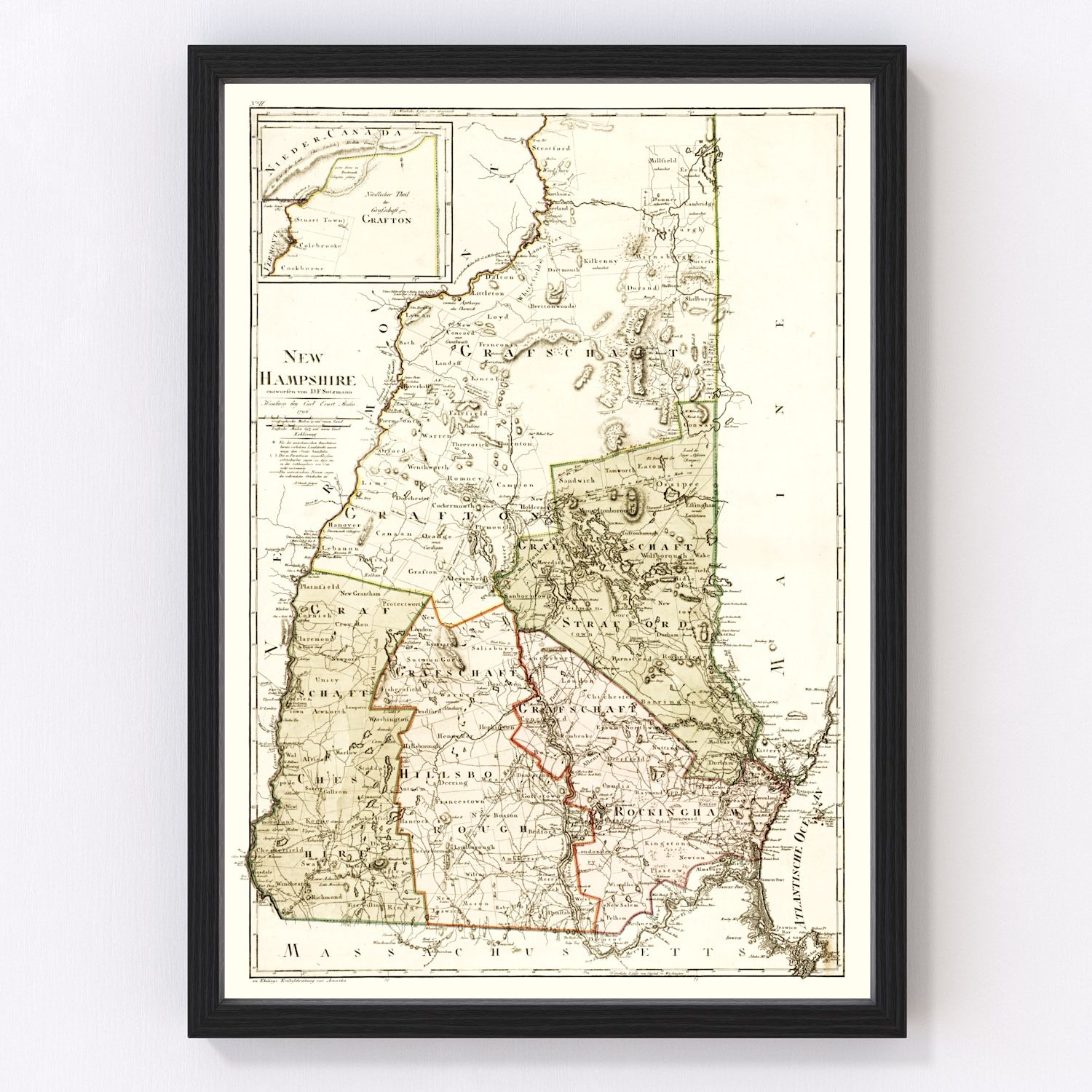 Vintage Map of New Hampshire 1796