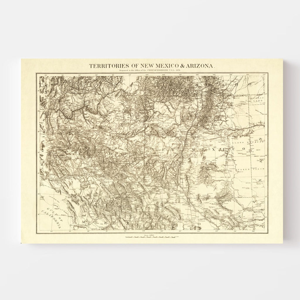 Vintage Map of New Mexico 1879
