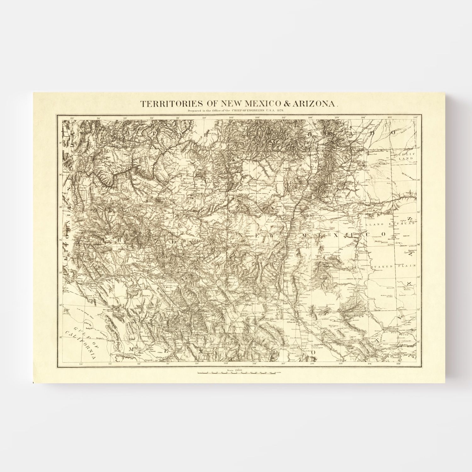 Vintage Map of New Mexico 1879