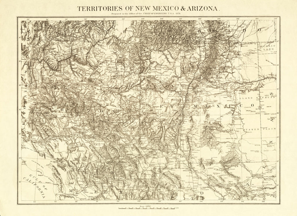 Vintage Map of New Mexico 1879