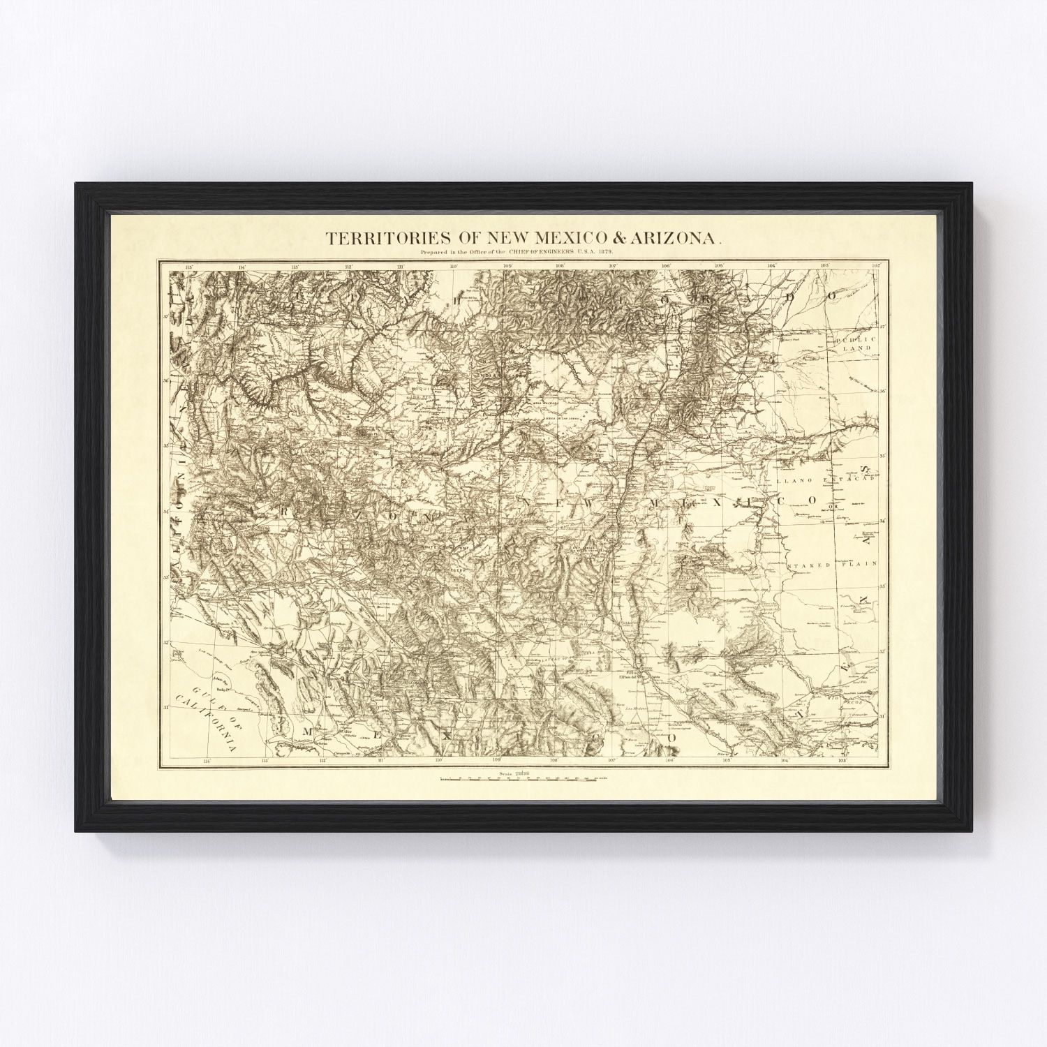 Vintage Map of New Mexico 1879