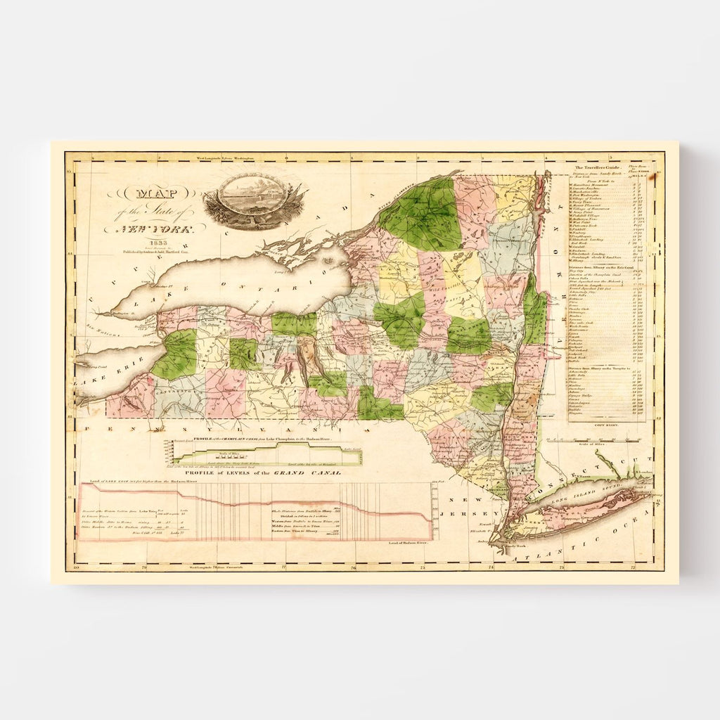 Vintage Map of New York 1833