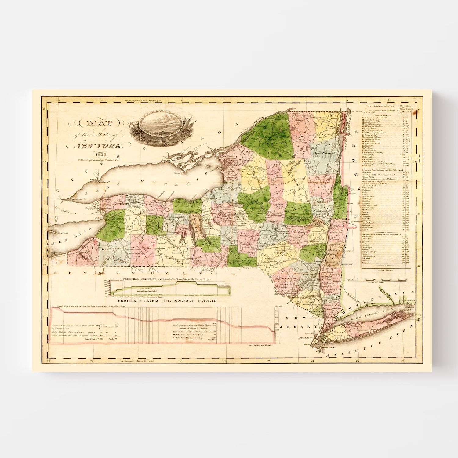 Vintage Map of New York 1833