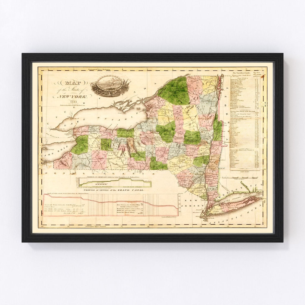 Vintage Map of New York 1833