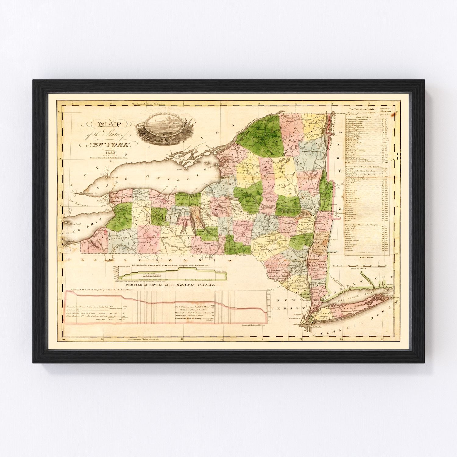 Vintage Map of New York 1833