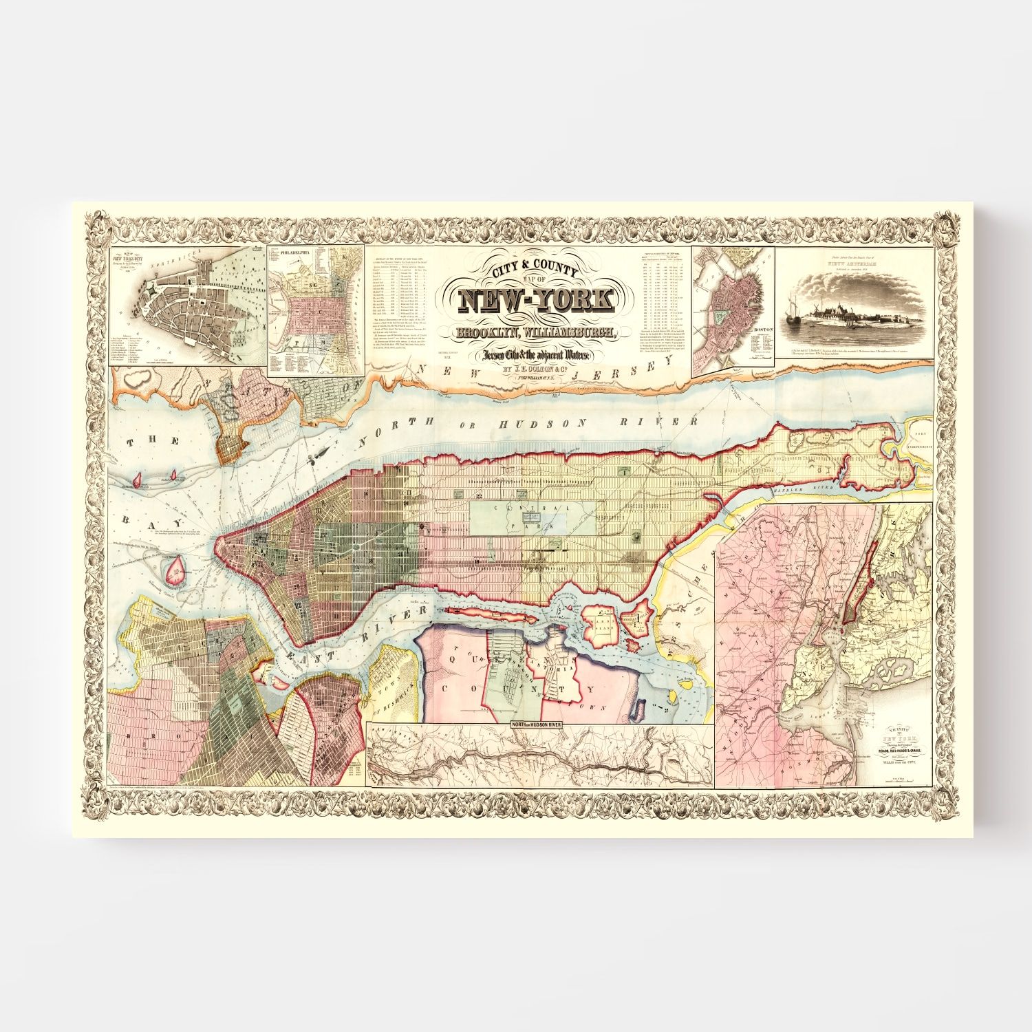 Vintage Map of New York 1857