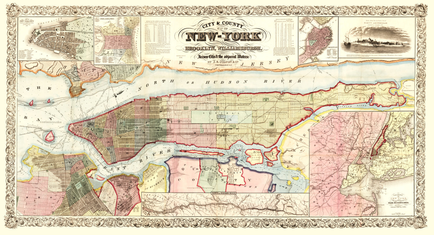 Vintage Map of New York 1857