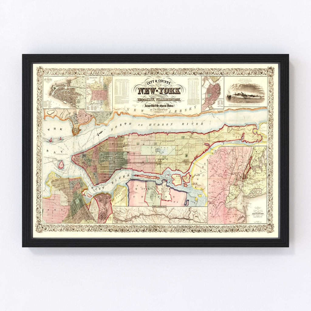 Vintage Map of New York 1857