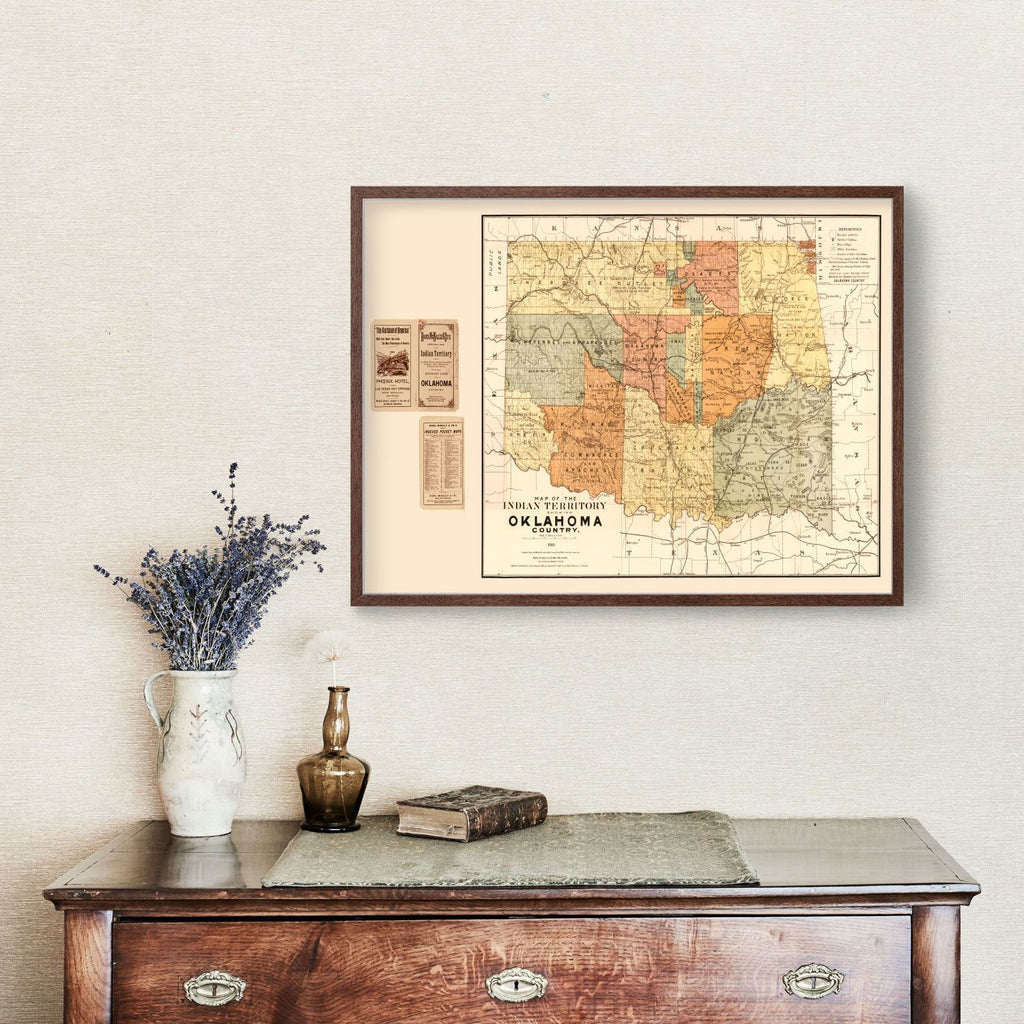 Vintage Map of Oklahoma 1889