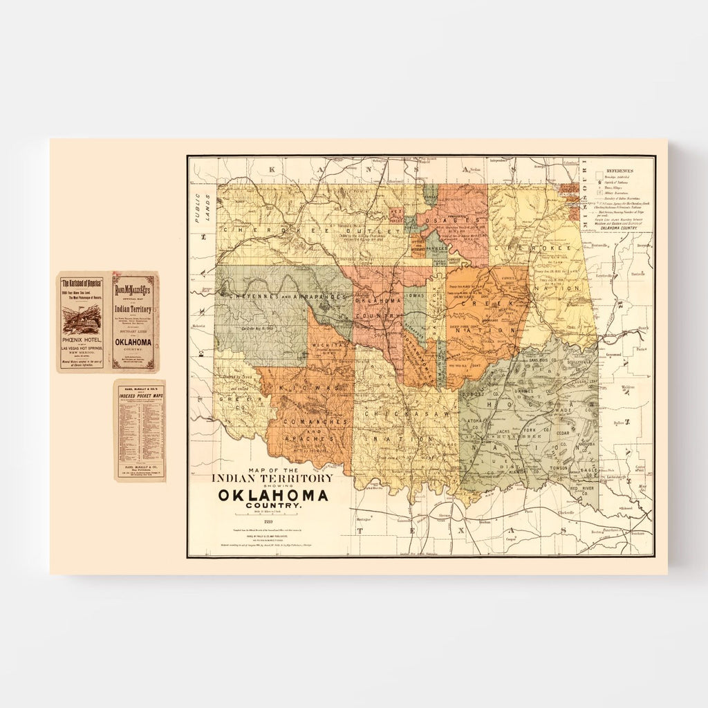 Vintage Map of Oklahoma 1889