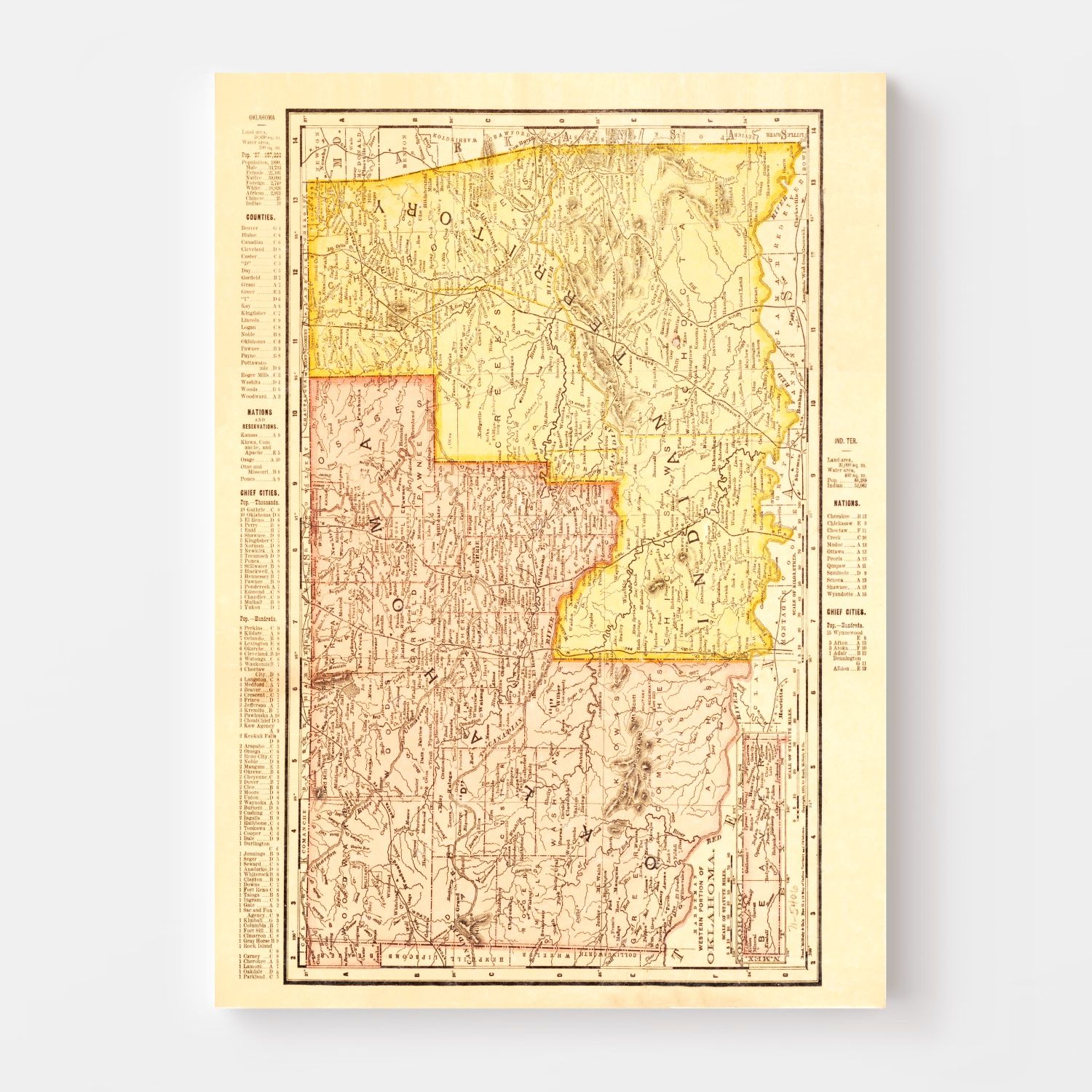 Vintage Map of Oklahoma 1895
