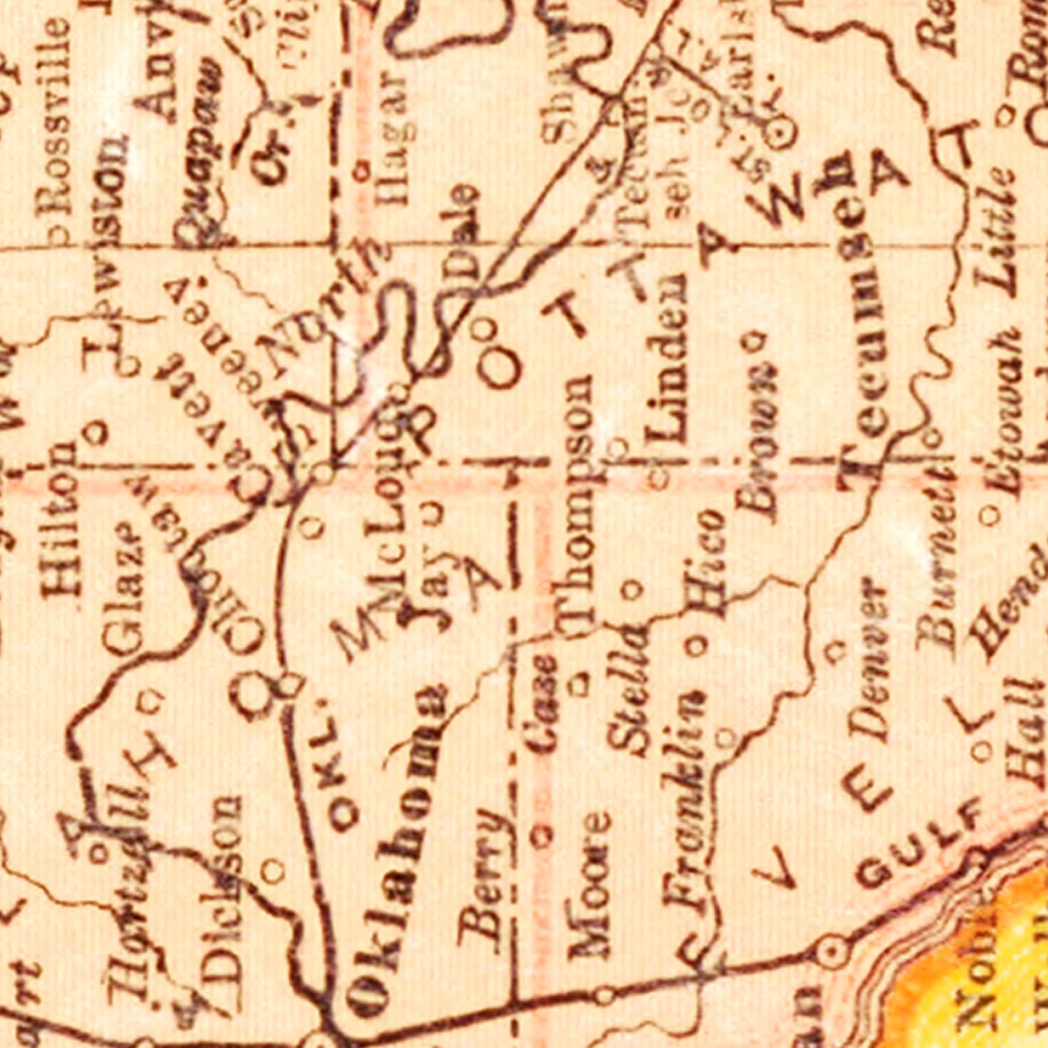 Vintage Map of Oklahoma 1895