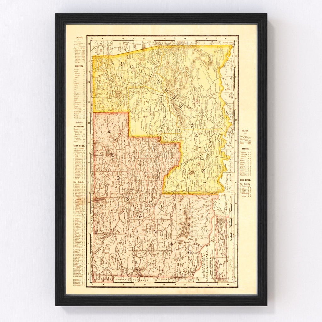 Vintage Map of Oklahoma 1895