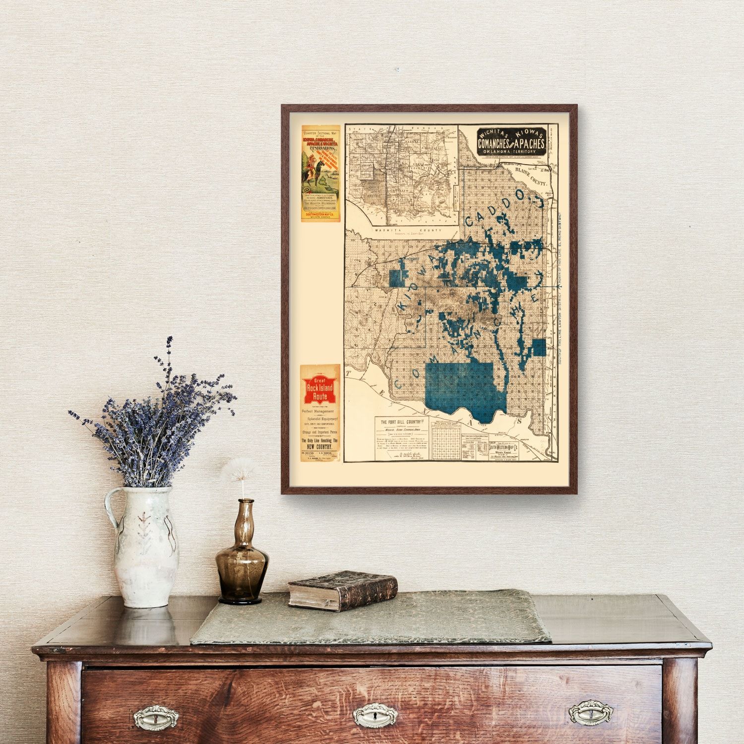 Vintage Map of Oklahoma 1890