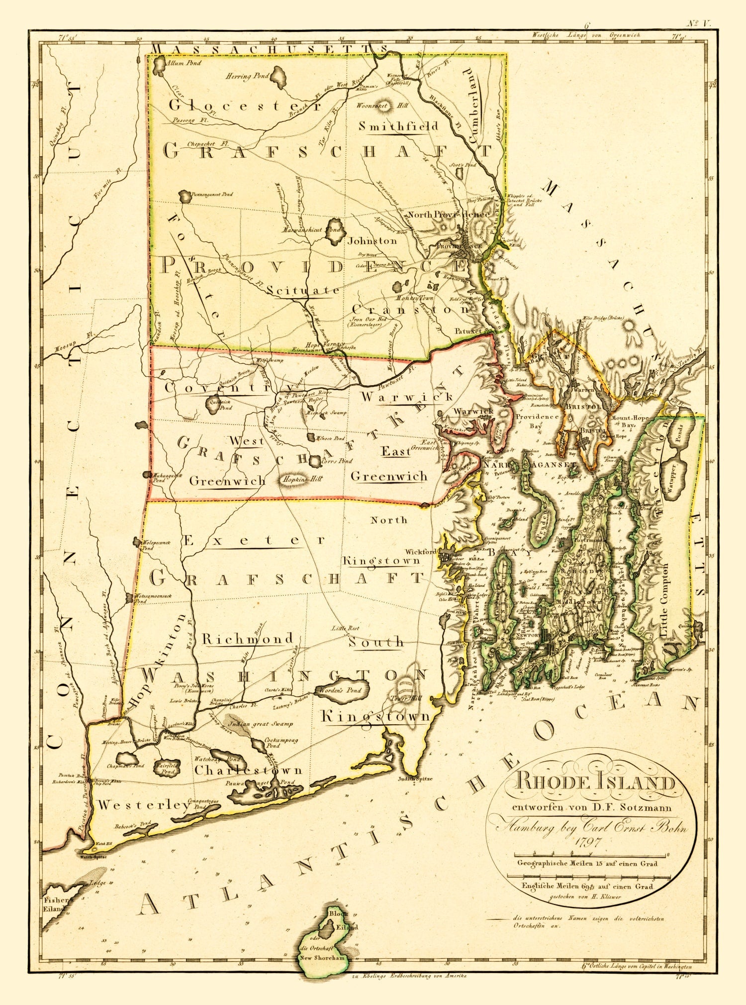 Vintage Map of Rhode Island 1797