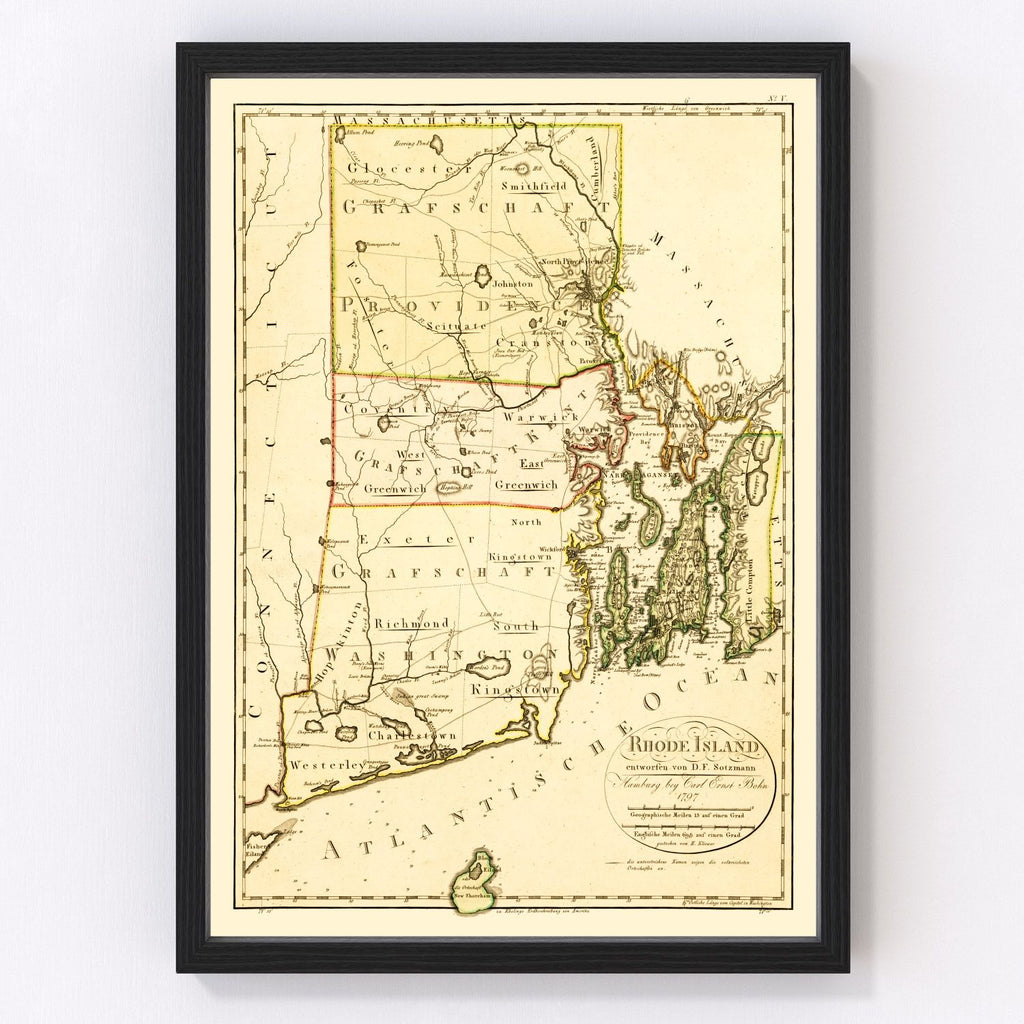 Vintage Map of Rhode Island 1797