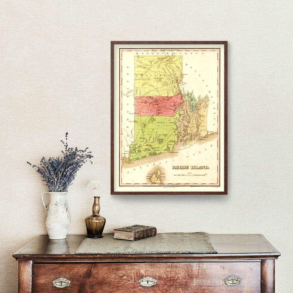 Vintage Map of Rhode Island 1829