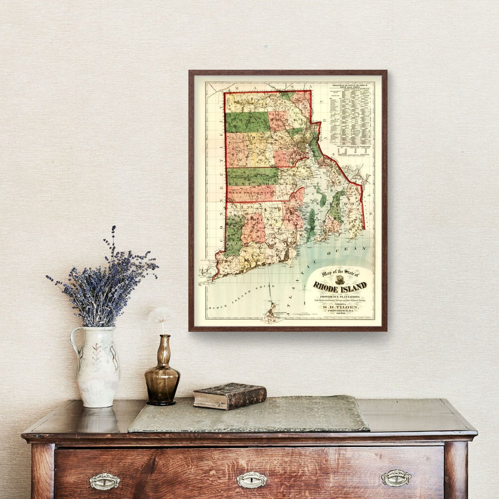 Vintage Map of Rhode Island 1880