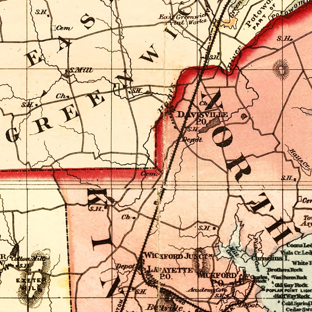 Vintage Map of Rhode Island 1880