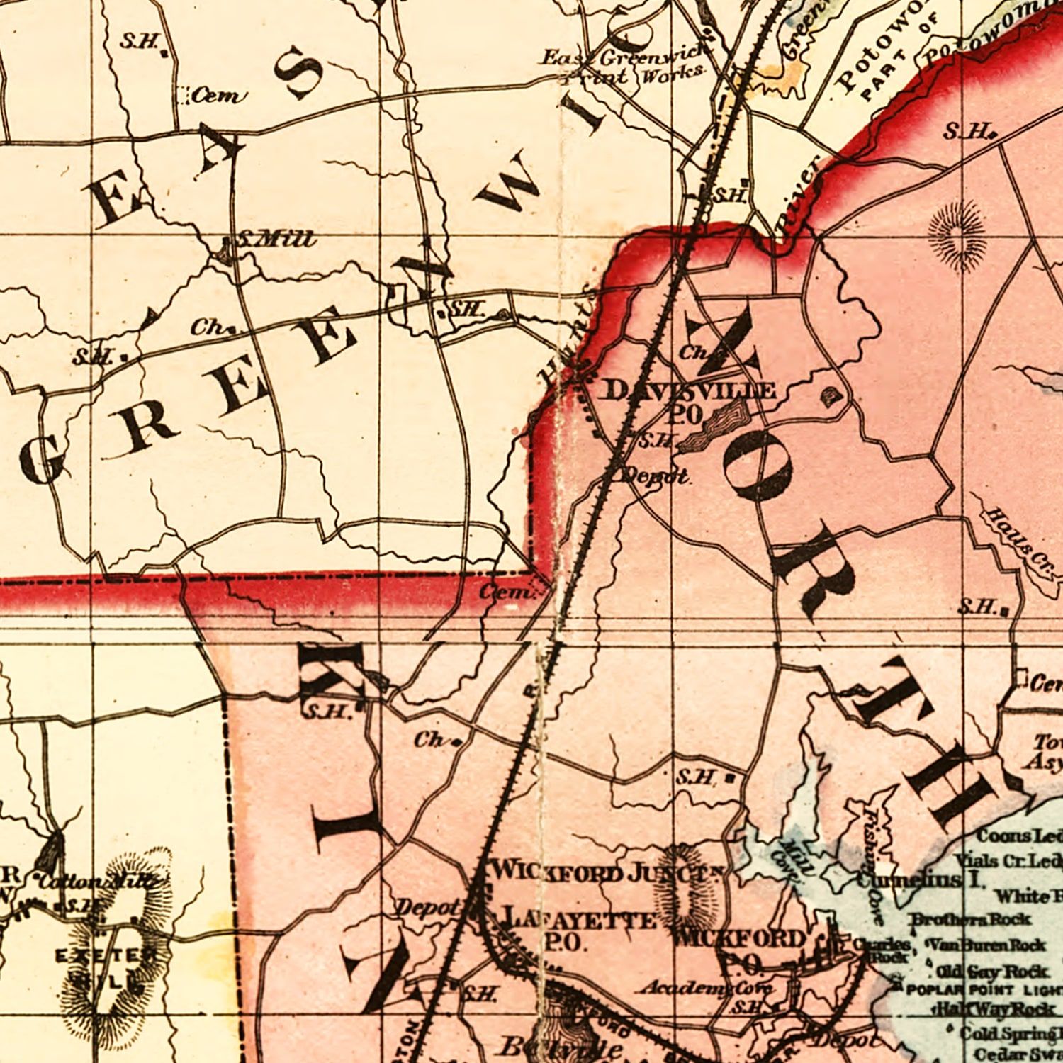 Vintage Map of Rhode Island 1880
