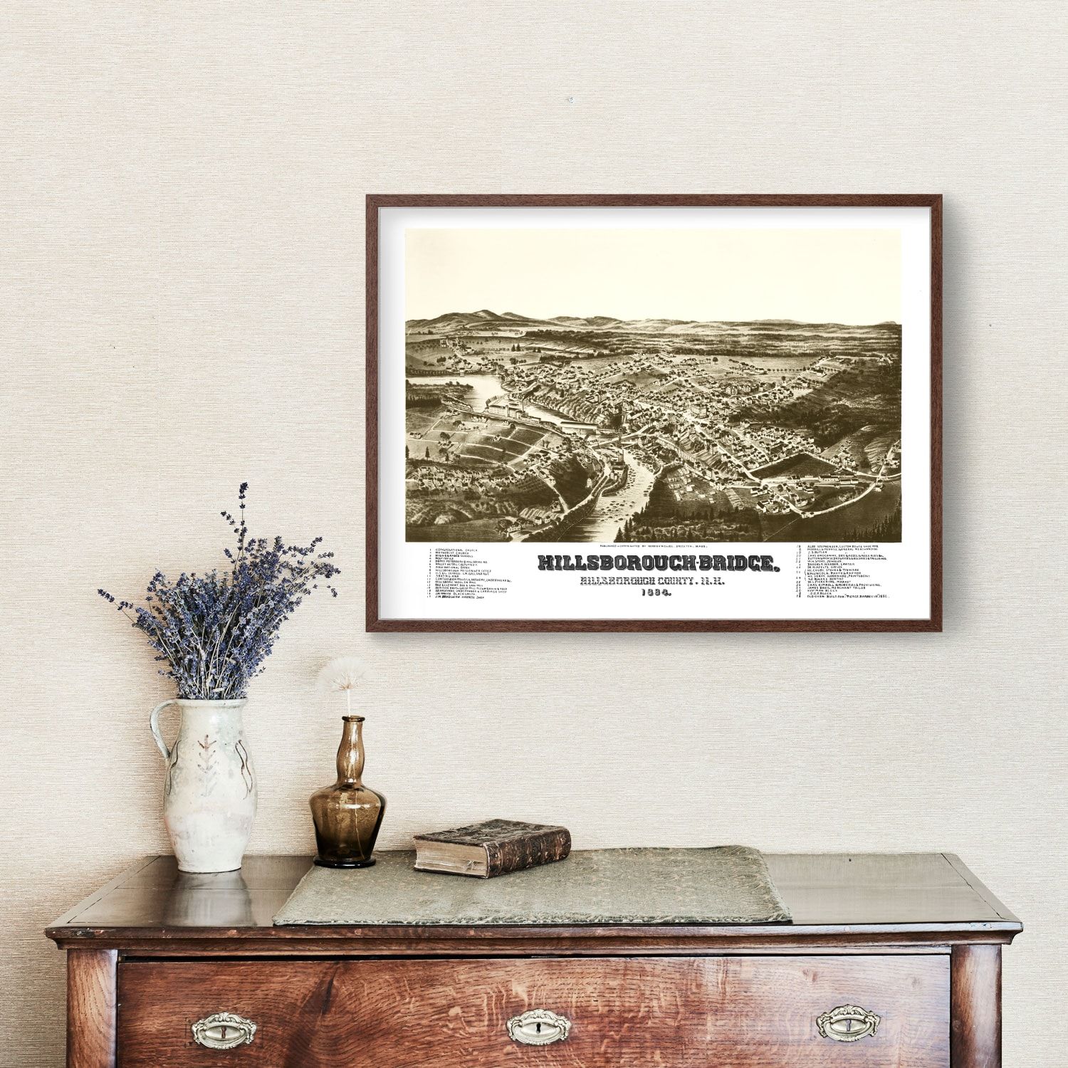 Vintage Map of Hillsborough-Bridge, New Hampshire 1884