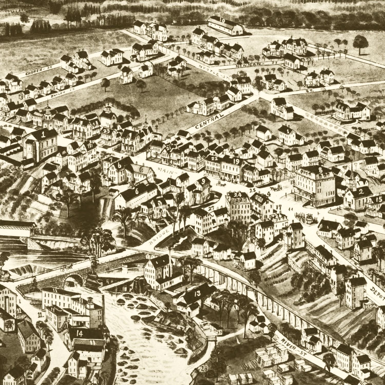 Vintage Map of Hillsborough-Bridge, New Hampshire 1884