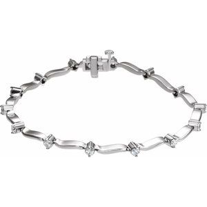 14K White Gold 1 CTW Natural Diamond Line 7" Bracelet
