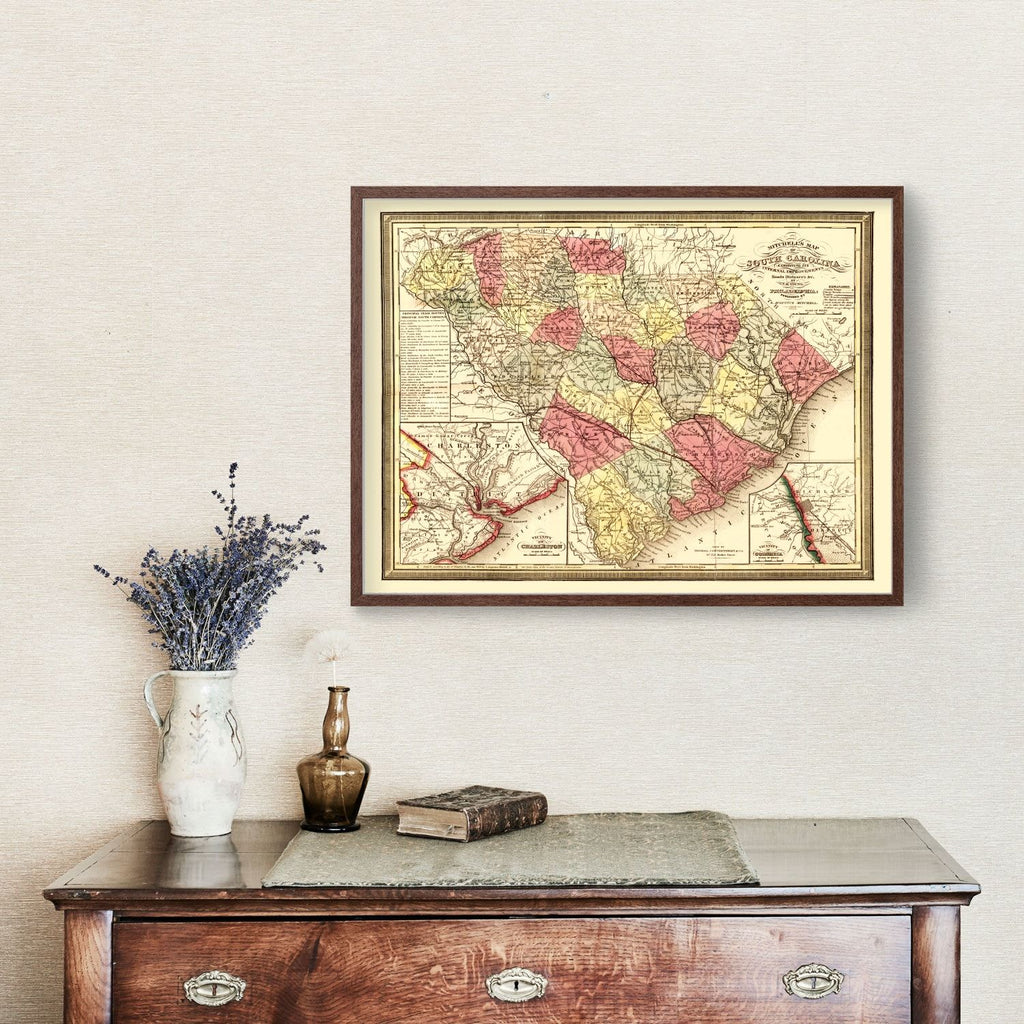 Vintage Map of South Carolina 1849