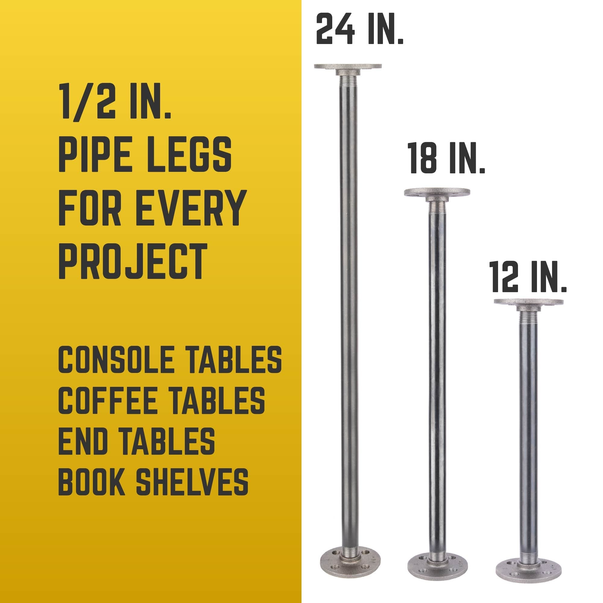1/2 in. x 18 in. Round Flange Pipe Table Legs - 4 Pack
