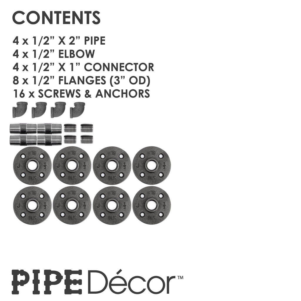 1/2 in. x 3.75 in. Double Flange Shelf Bracket, 4 Pack