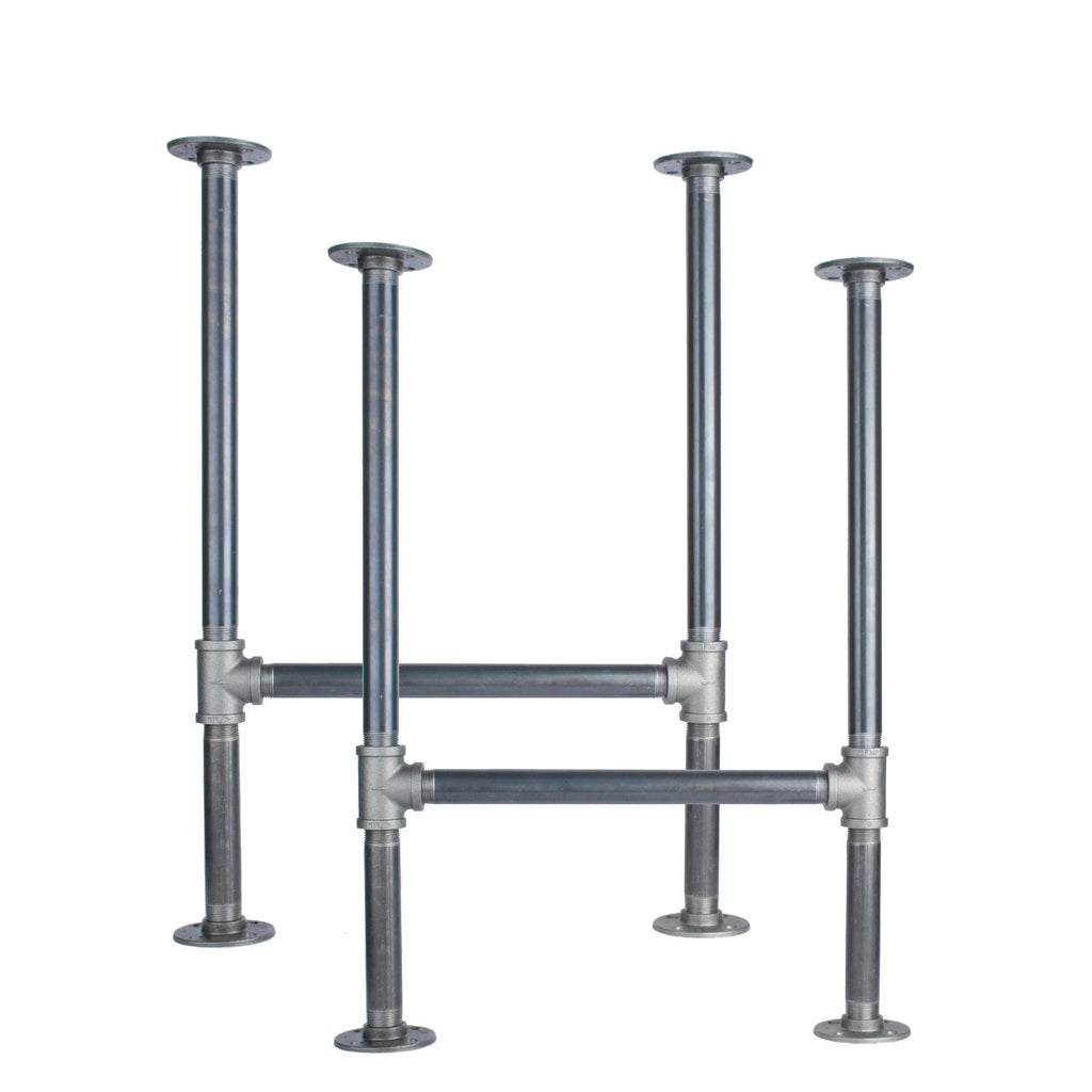 1 in. Heavy Duty H Round Flange Pipe Desk Legs - 2 Pack