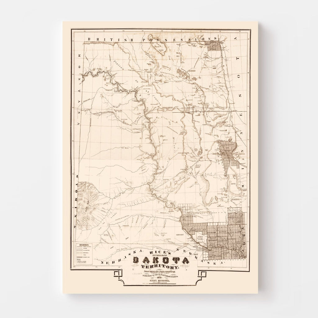 Vintage Map of South Dakota 1872